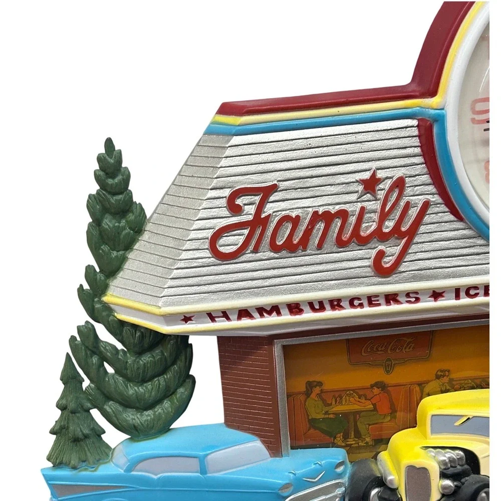 Vintage 1988 Burwood Coca-Cola Family Drive-In Wall Clock Retro Diner Cars